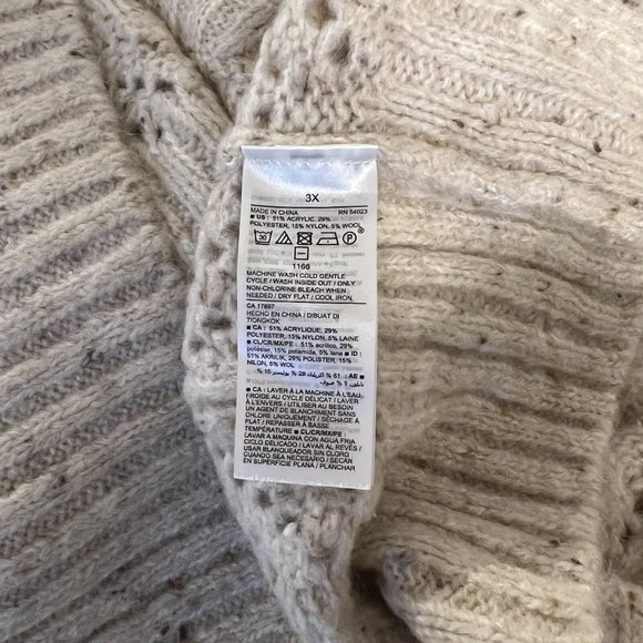 Old Navy Ruffle-Trim Pointelle-Knit Sweater Plus Size 3X Cream Oatmeal 742590 - Picture 8 of 12